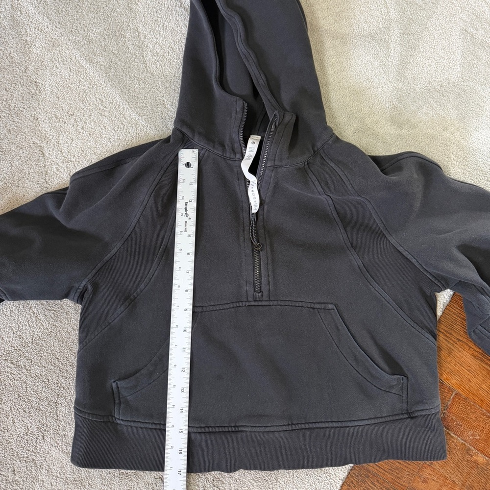 LULULEMON CROPPED SCUBA HOODIE SWEATSHIRT BLACK QUARTER ZIP SIZE XS/S - Picture 7 of 7